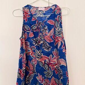 Pink Lily Blue and Pink Leaf Print Blouse